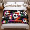 Fußball-Thema Weiche Decke Personalisierter Benutzerdefinierter Name Textdruck Warme Decke Zuhause Sofa Schlafzimmer Dekoration