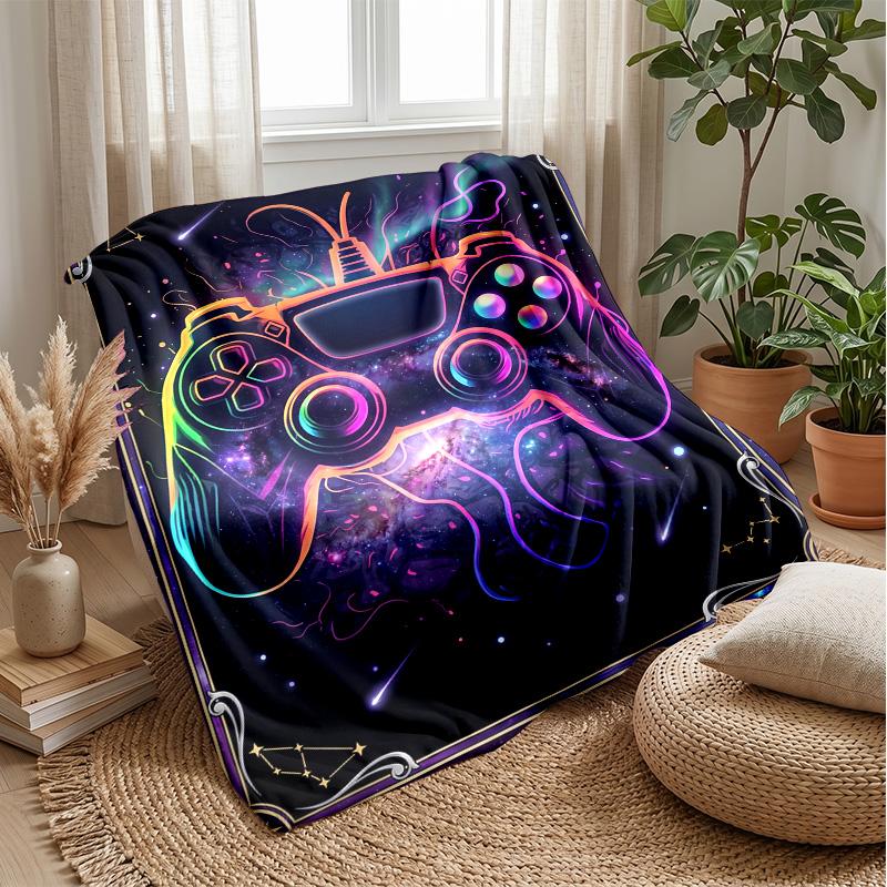 Cosmic Gamepad Art blanket Personalized Name Flannel Blanket Soft Cozy Plush Throw for Sofa Bed Lightweight Home Decor
