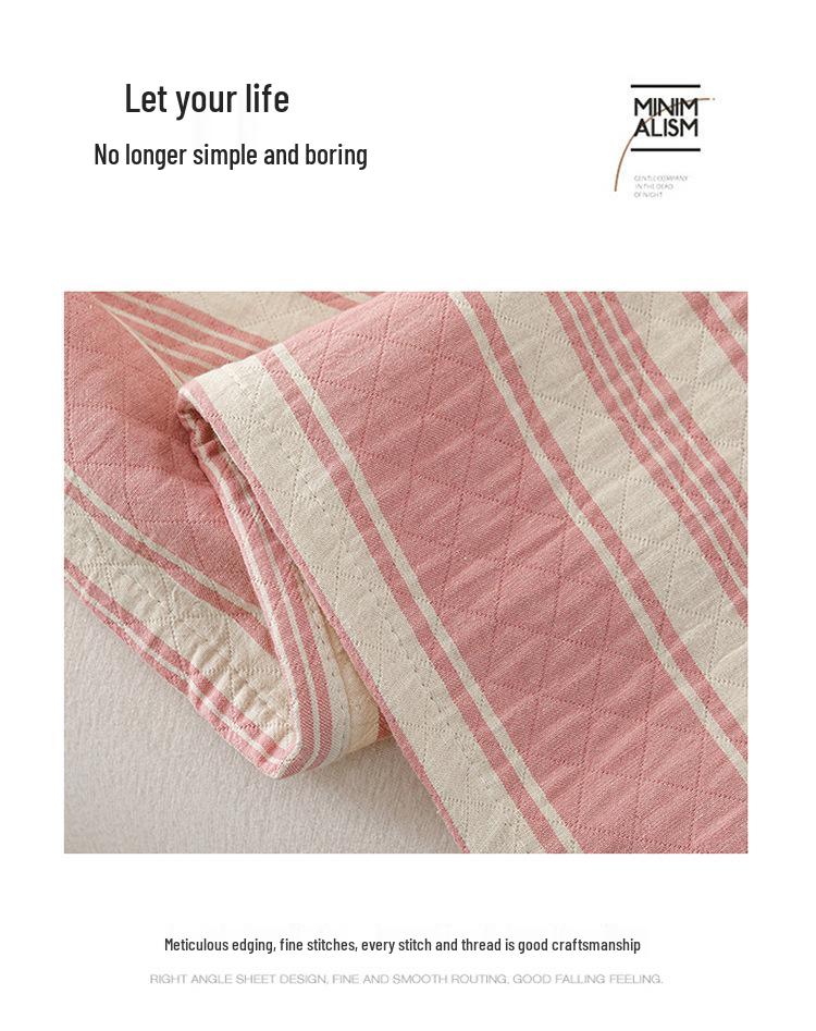 Striped Cotton Yarn-Dyed Three-Layer Gauze Quilt – Summer Cooling Blanket