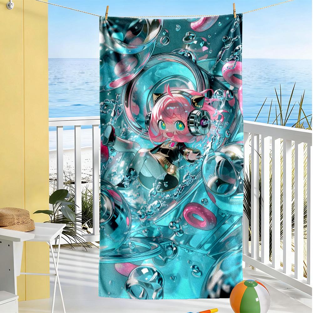 Anya Forger Beach Towel High Absorbency & Quick-Dry Comfortable Lightweight Suitable for Sports, Travel, Swimming, Yoga, Bathroom, Beach, And Pool