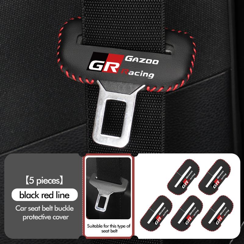 For Toyota Car Seat Belt Buckle Cover Leather Protector Anti-collision Case GR Sport Yaris Chr Auris Rav4 Prius Prado Avensis J33