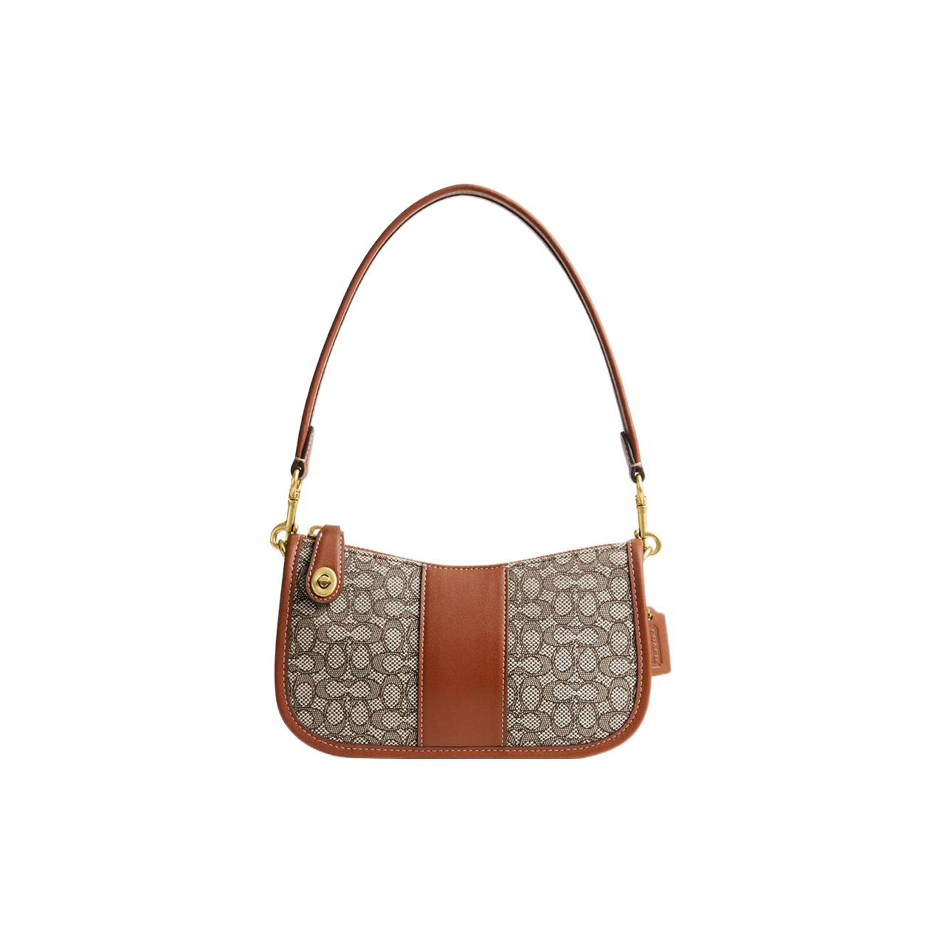 

Coach Swinger 20 Classic Monogram Fabric And Leather Mahjong Bag Women Handbag Brown CM509-B4TA7 Basic Set (Bag+Dust Bag)