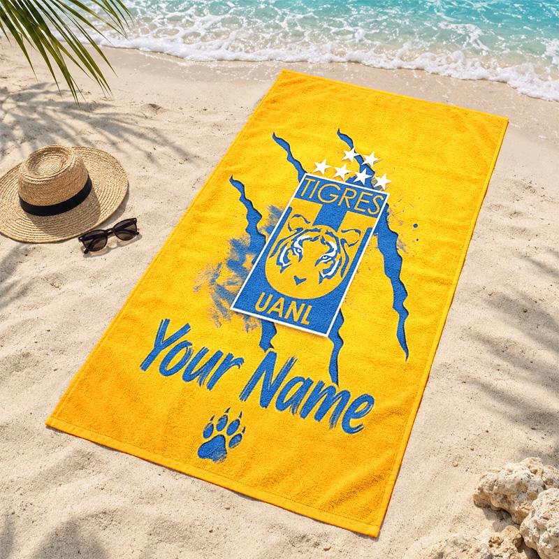 Club Tigres UANL Custom Name Beach Towels Also Serve As Bath Towels Summer Essential a Musthave for the Outdoors the Beach and the Pool