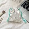 Cartoon Floral Bear Drawstring Storage Bag Women Jewelry Lipstick Makeup Bag Coin Purse Multifunctional Travel Packaging Bag