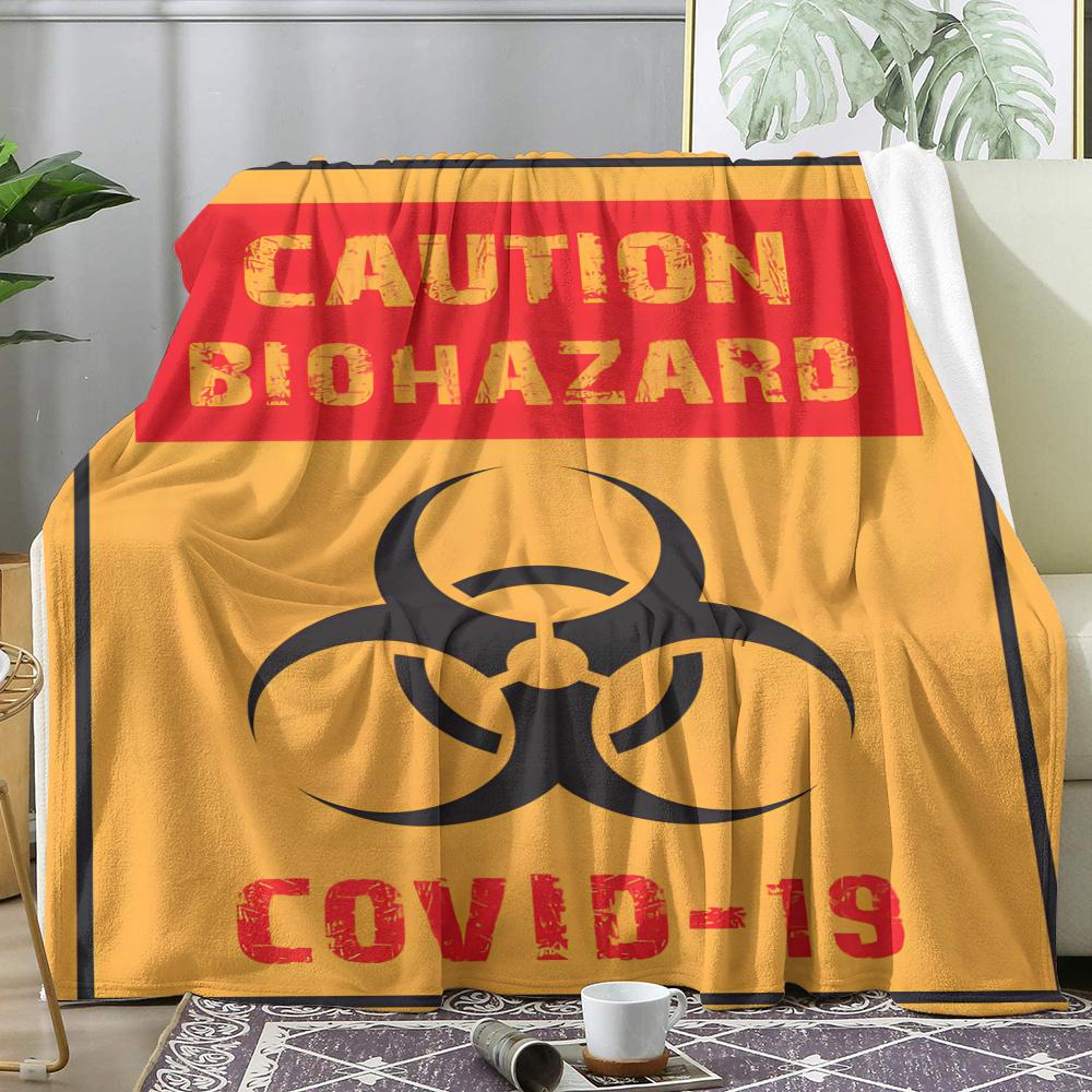 Warning Biohazard Throw Soft Flannel Throw Summer AC Blanket Lightweight Cool Nap Blanket for Sofa Bed Couch Travel