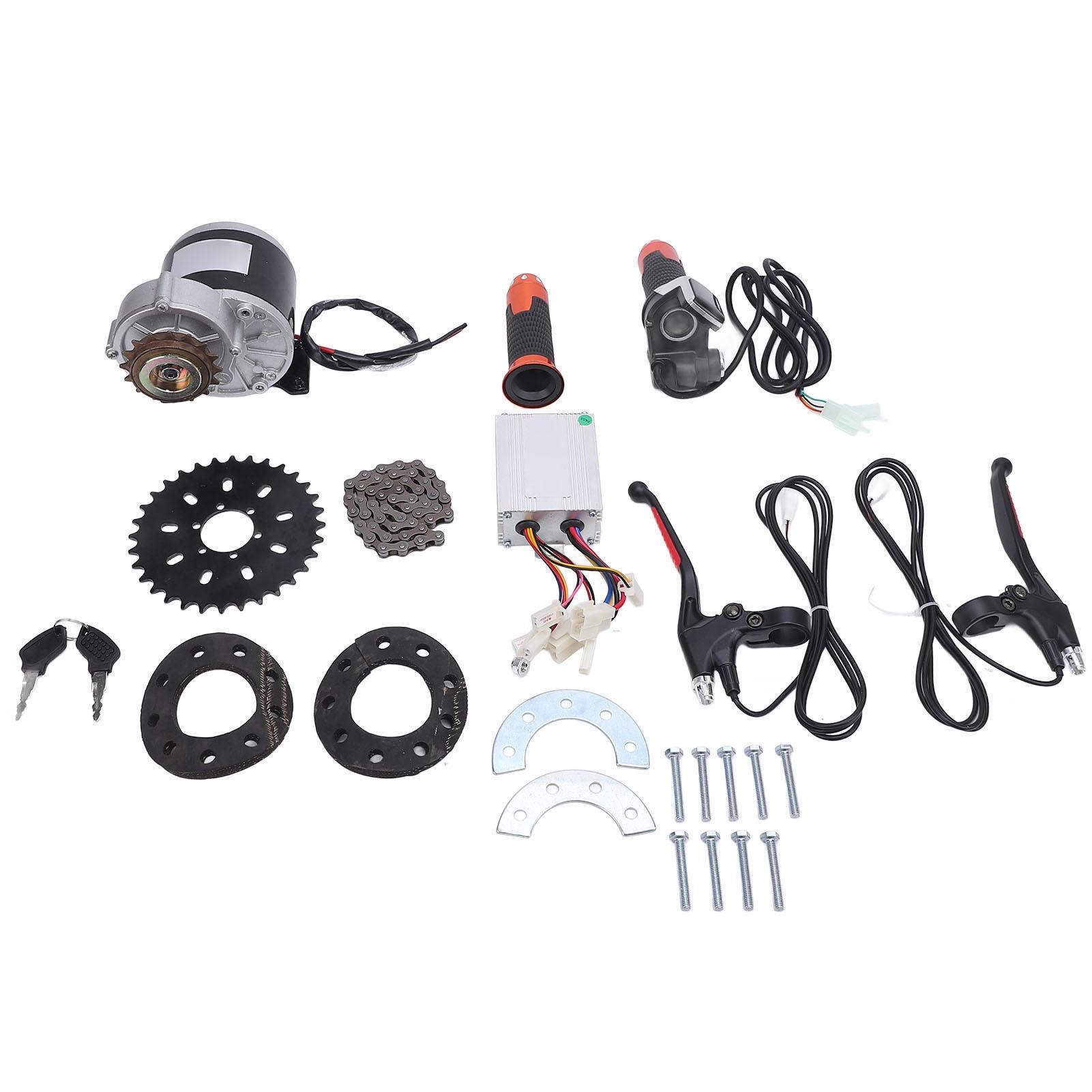 

12V 350W Brushed Gear Reduction Motor with Controller Sprocket Chain Throttle Grip Key Brake Handles DIY Modification