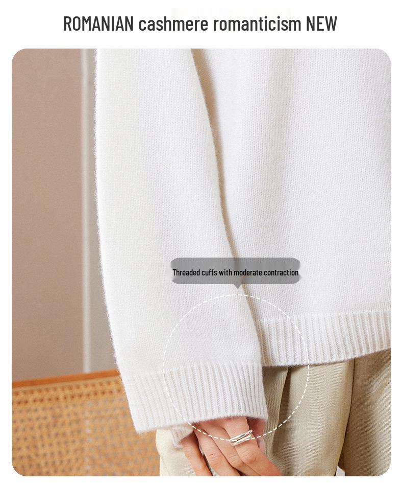 Women's Fashion Thickened Pure Cashmere Round Neck Sweater - Autumn/Winter Loose Fit Base Layer