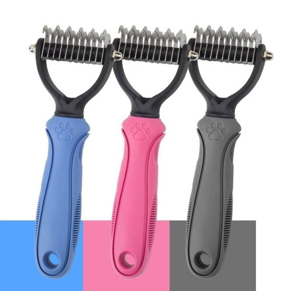 Anti Slip Handle Dog Fur Remover 2 Sided Pet Grooming Tools Portable Puppy Hair Comb Home Use