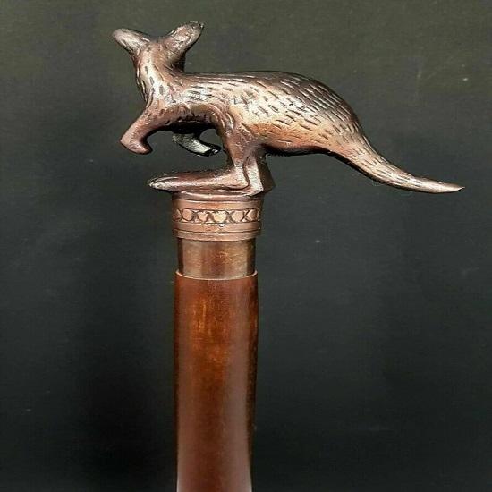 Kangaroo Head Handle Wooden Walking Stick Handmade Antique Colour Walking Stick Victorian Steampunk Foldable Cane Christmas Gift