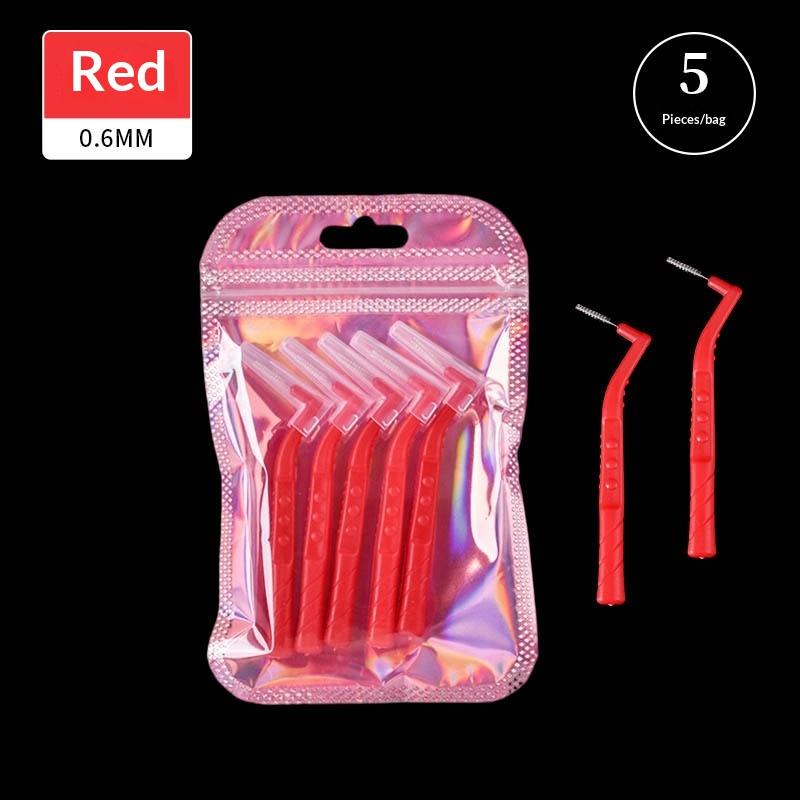 

5pcs 0.6-1.2mm L Shape Interdental Brush With Box Orthodontic Dental Tool Teeth Cleaning Toothpick Oral Hygiene Dental Flosser красный