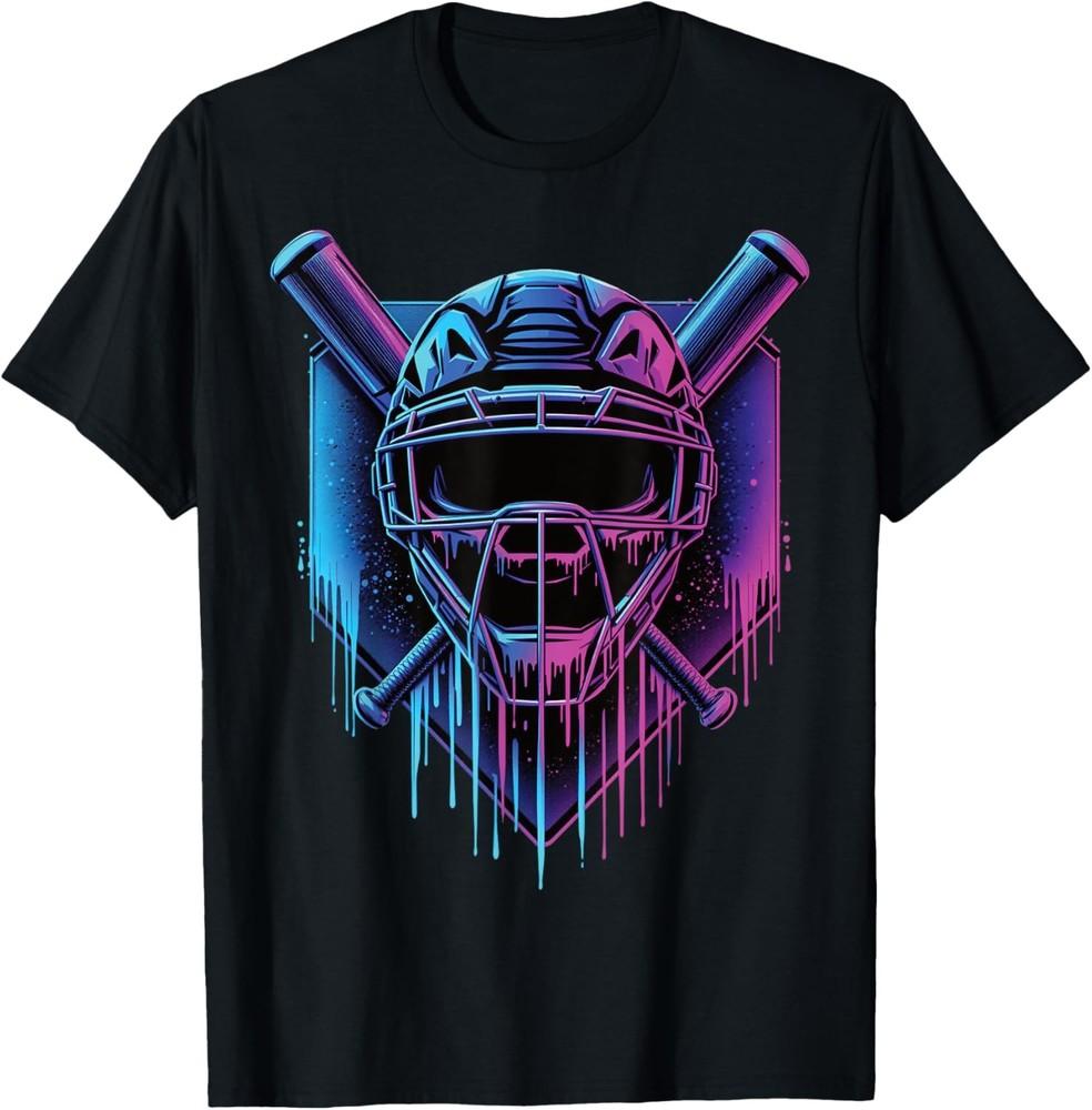 Baseball Catcher Mask Paint Dripping Baseball Fan Young Boys T-Shirt Unisex T-Shirt XXL