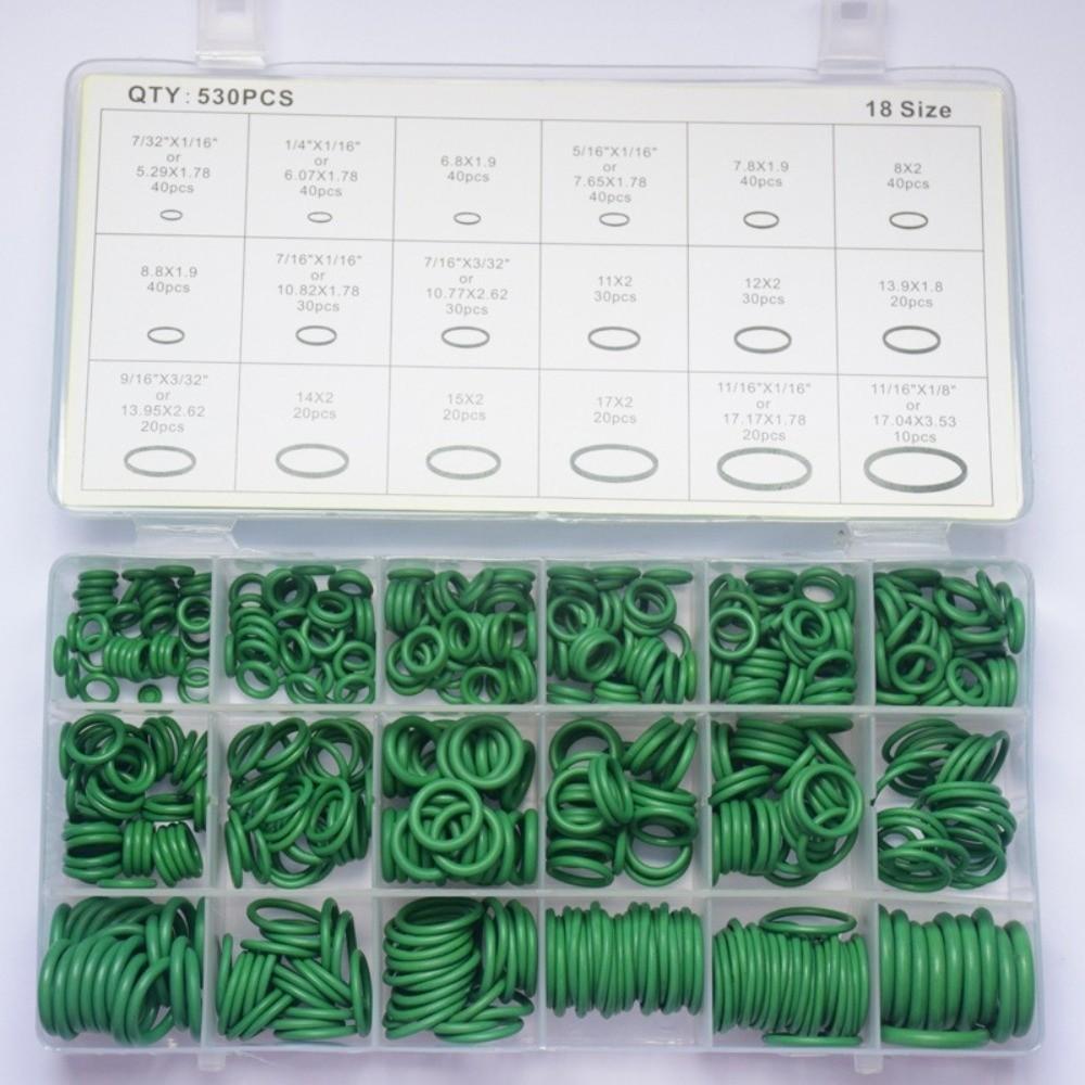 530pcs/set Green Seal Rubber O-Rings 18 Size Automotive A/C Plumbing Repair  Compressor