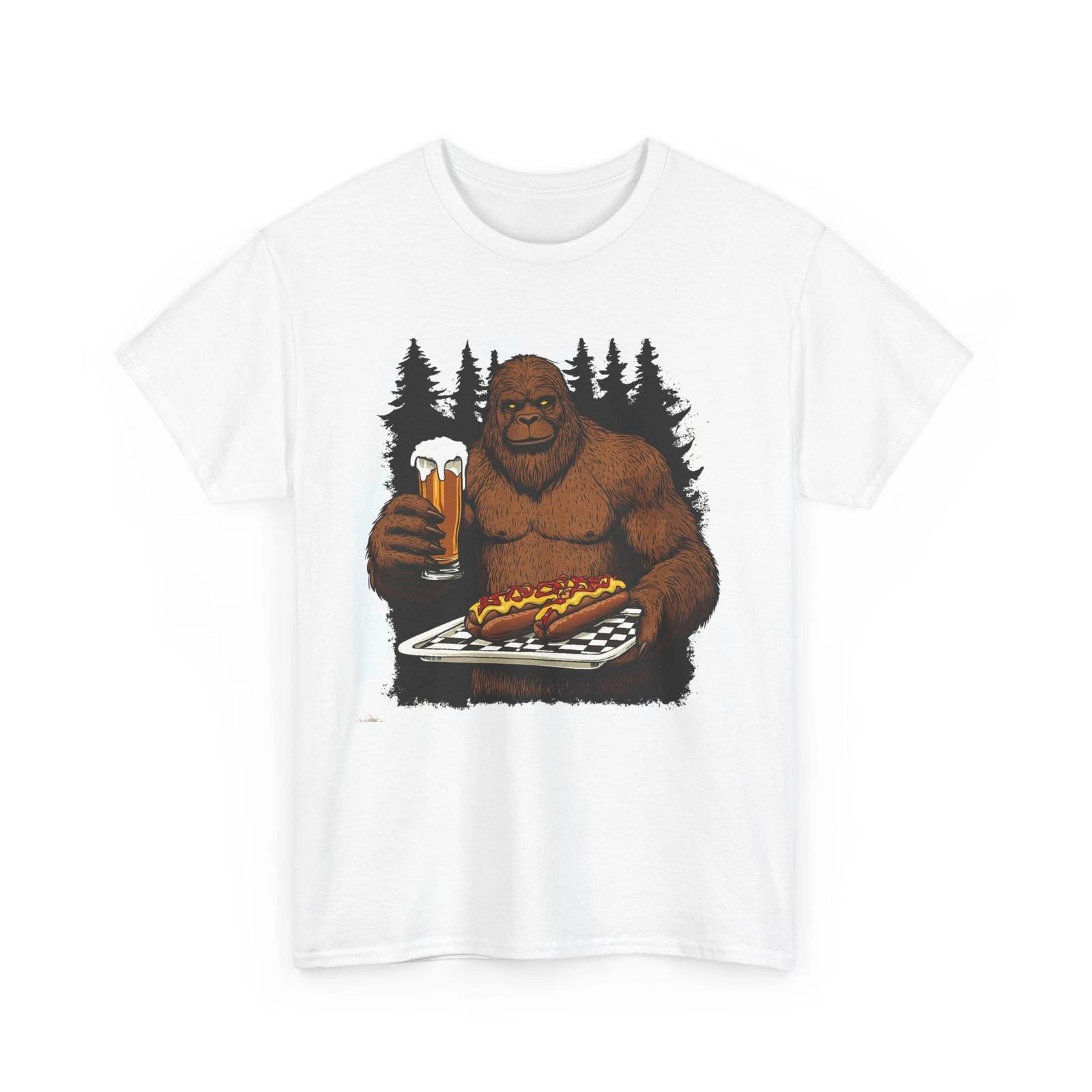 Beer Drinking T-Shirt | Funny Beer Shirt | Sasquatch Holding Beer Hot T-Shirt S