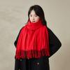 Red scarf women's winter solid color Christmas Spring Festival event big red scarf shawl logo