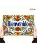 Vintage Willkommen Metall Wandkunst Schild mit Blumen Veranda Dekor