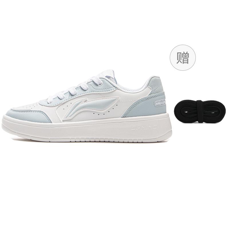 Li Ning Sycee Pure Abrasion Resistant Lightweight Breathable Low Top Skateboard Shoes Women's White Blue AGCV148-4