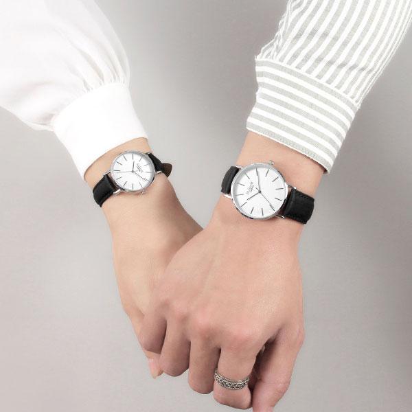 Seinteuseukoteuleondeon Grain Classic Couple Watches - Silver Black / St7011-Swbk