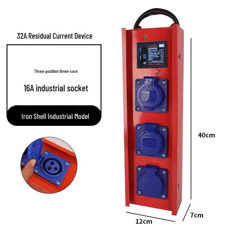 Compact Industrial Power Strip with RCD and Display for Construction Sites