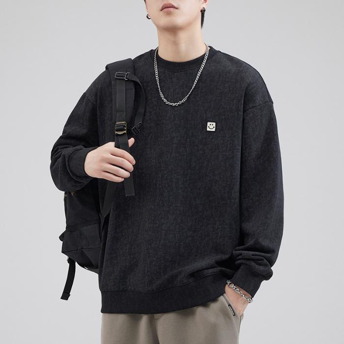 Осенний американский свитер с круглым вырезом из плотного хлопка — фото 8