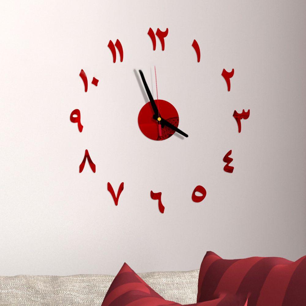 Self-adhesive Sticker Home Decoration Silent Quartz DIY Wall Clock Mirror Surface Coffee Cups Decal