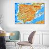 Mappa Murale Fisica Spagna Portogallo Penisola Iberica Mappa Topografica con Rilievo Poster Geografico Educativo per Casa Scuola Ufficio Studio Decorazione