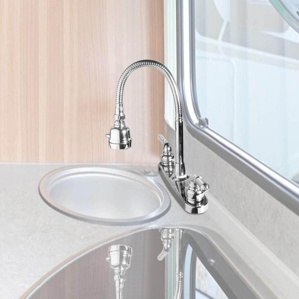 Südamerikanische RV-Küchenarmaturen, Doppelanschluss-Wasserhahn, spritzwassergeschützter Wasserhahn, Ersatz-Spültischarmaturen, Küchenzubehör