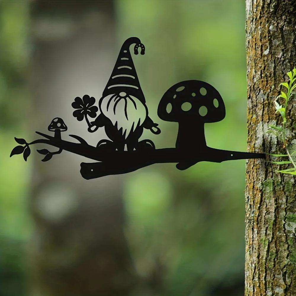 1pc Add a Touch of Whimsy To Your Garden with This Metal Branch Gnome Decoration Wall Art Home Decoration for Garden Party Decor