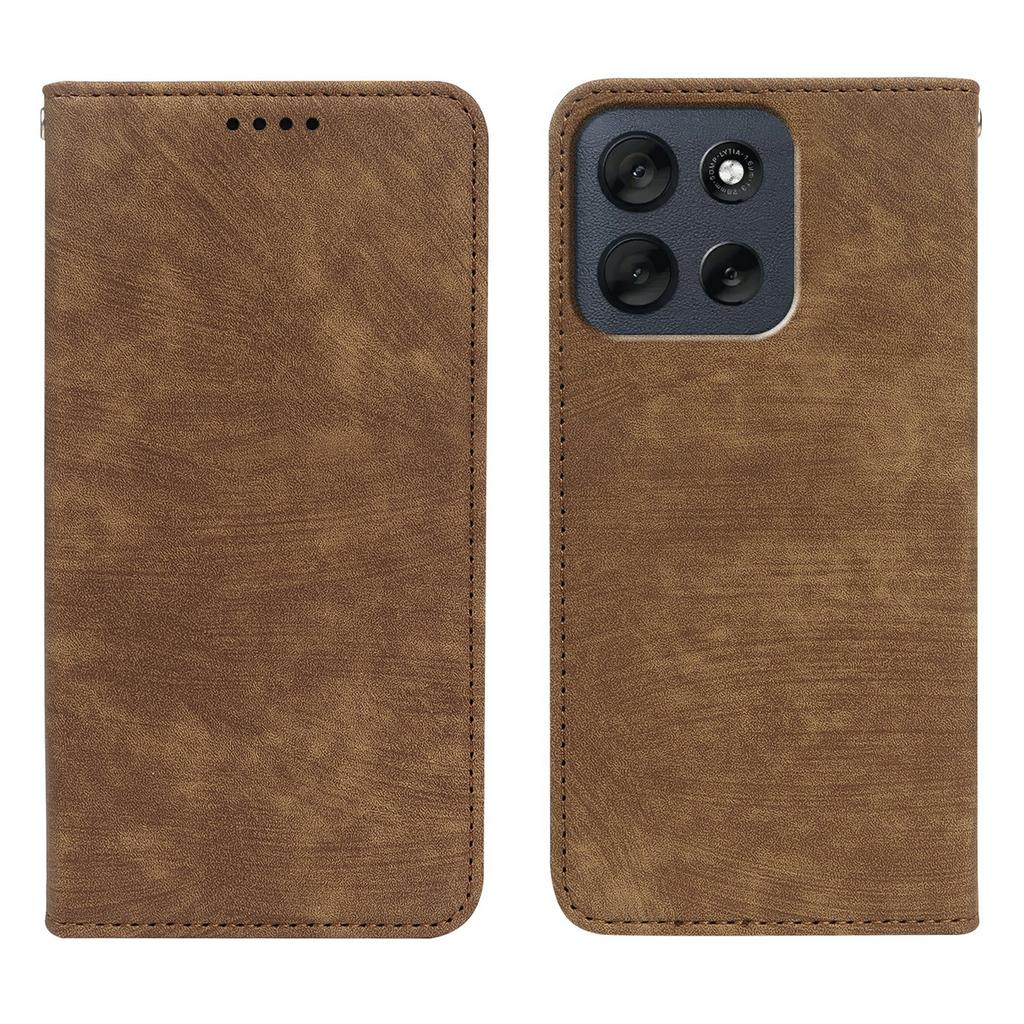 For Motorola Moto G56 5G Case Strong Magnetic Leather Wallet Phone Cover with Striped Texture