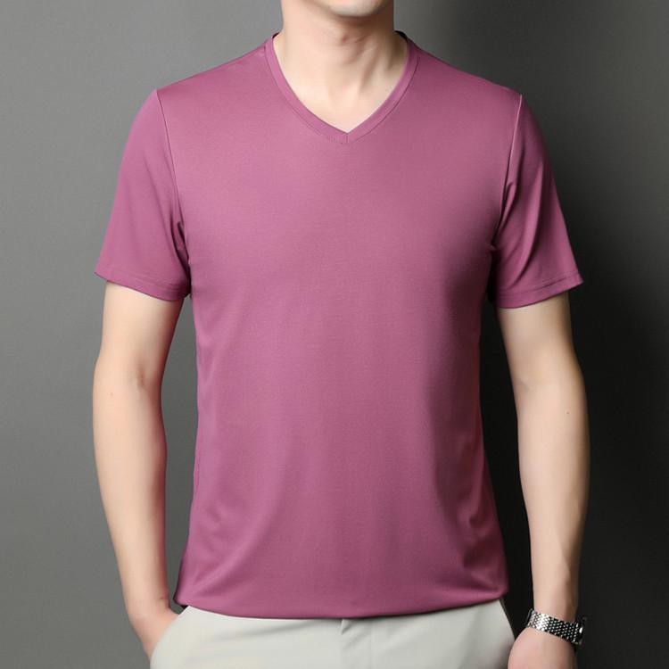 

Летняя быстросохнущая бесшовная футболка с V-образным вырезом из ледяного шелка (220г) L розовый