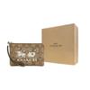Coach Corner Zip Wristlet 16 Classic Monogram Print Coated Canvas And Smooth Leather Clutch Mini Women Clutch Gold Khaki Chalk CN755-IMDJ8