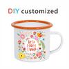 Personalized Enamel Mug with LOGO Name Letter POD Customized Coffee Cups Outdoor Travel Camping Container Gifts for Mather's Day