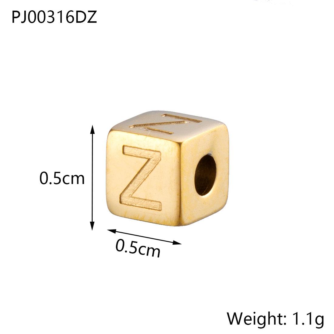 

CARLIDANA Stainless Steel Square Cube Round Hole Slider Bead Stamped 4 Sides Engraved Capital Letter Cube Charm DIY Jewelry