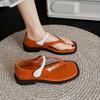 Fashion Black Women's Beach Shoes Thick Sole Soft PU Leather Platform Flat Sandals for Lady 2025 Summer Casual Light Footwear