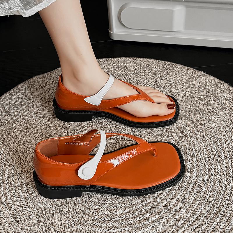 Fashion Black Women's Beach Shoes Thick Sole Soft PU Leather Platform Flat Sandals for Lady 2025 Summer Casual Light Footwear