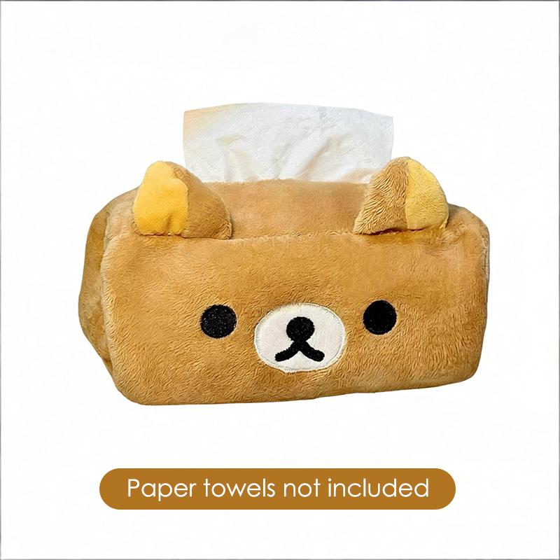 Rilakkuma Felpa Atractiva Caja de Pañuelos Anime Dibujos Animados Hogar Sala de Estar Dormitorio Lindos Soportes de Papel Bolsa de Almacenamiento para Servilletas