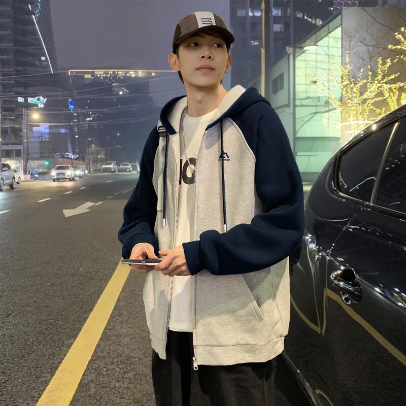 

TonLion Men s Hooded Left Chest Print Raglan Knit Jacket L