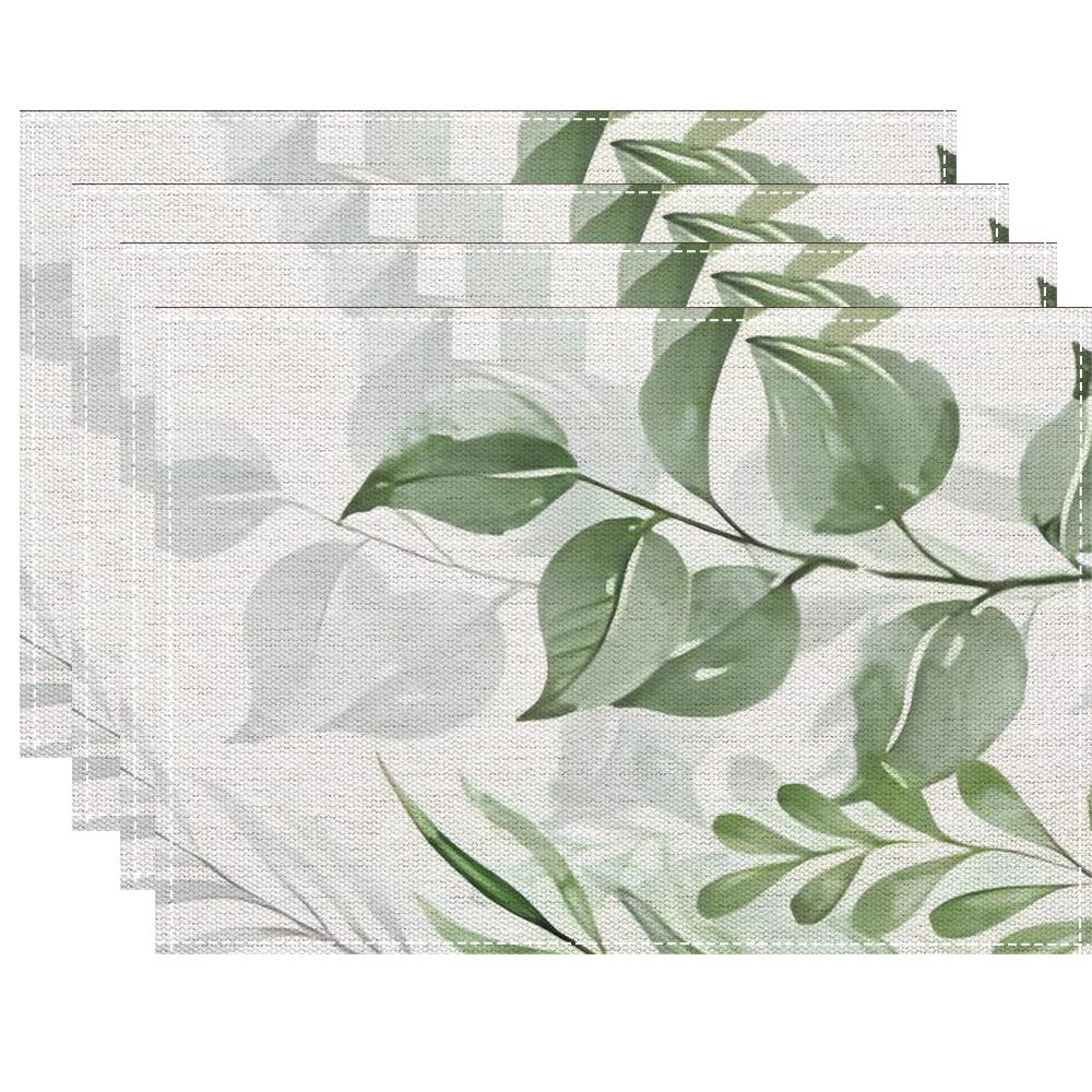 4/6/8Pcs Watercolor flower Placemats Linen Placemat  32*42CM Linen Seasonal Table Mats for Party Kitchen Wedding Dining Decor