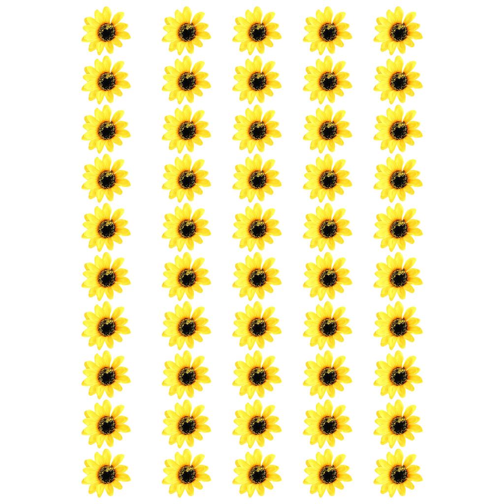 50 Pcs Decorative Flowers Craft Floral Embellishments Yellow Artificial Flower For Crafts Wedding Decoration Three Sizes