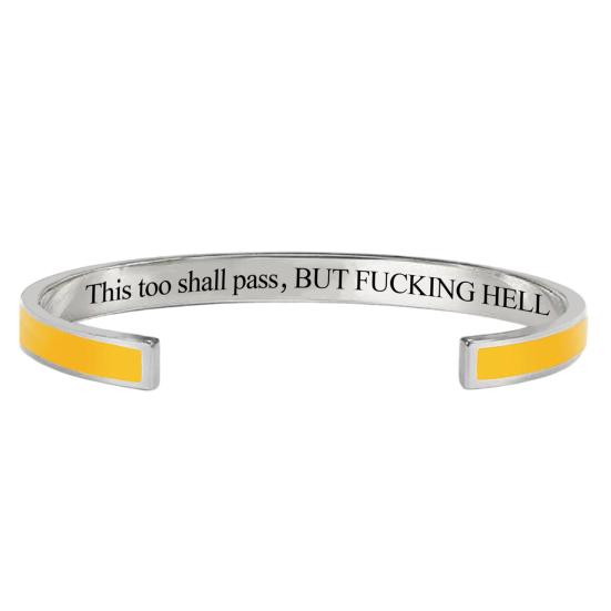 Baizihuahu This Too Shall Pass Mantra Cuff Bracelet, Adjustable Engraved Motivational Bangle Hidden Information Inspirational Encouragement