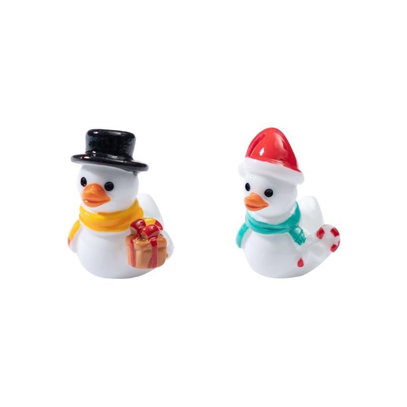 Mini Christmas Resin Figurines Adorable Cartoon Pattern Vivid Handmade Details UV Resistant for Garden Yard Christmas Tree Decoration
