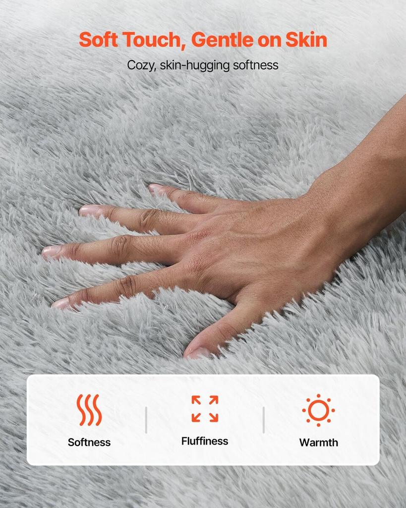 Indoor Plush Area Rugs, 1.83x2.74 M Soft Plush Carpet, FFurry Shag Area Rugs for Living Room, Bedroom, Modern Home Decor Aesthetic Long-Pile Rug,