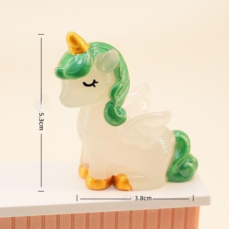 Year of The Horse Luminous Unicorn Creative Home Office Desktop Decoration Resin Decoration Trendy Cute Blind Box Accessories