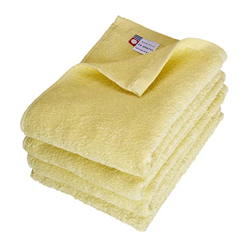 oruTa Face Towel Imabari Set of 4 Thin Quick Drying 200 Momme Made In Japan Natural 100% Cotton Yellow