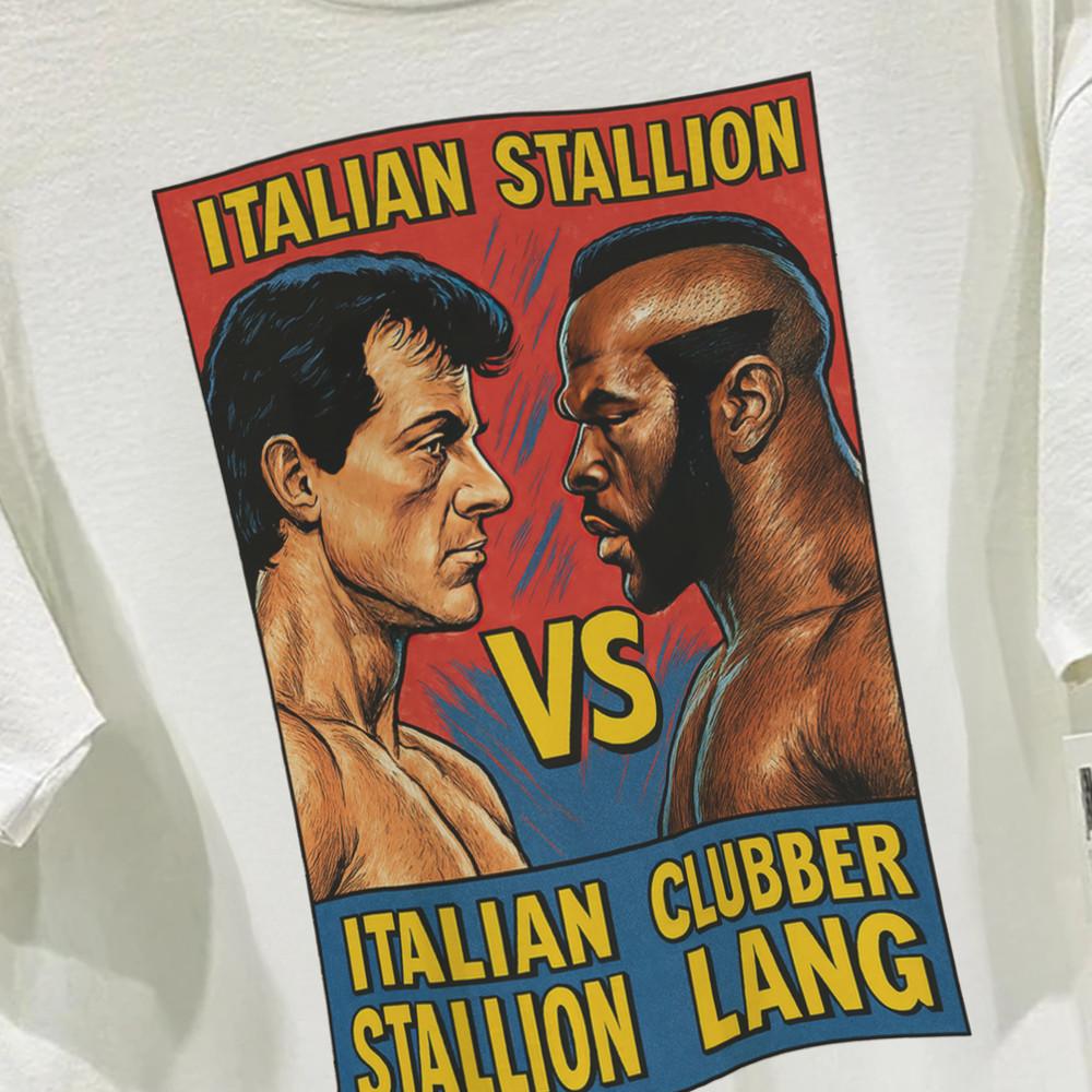 

Rocky VS Clubber Long Retro 80s 90s T Shirt Gift Him Funny quote 4XL