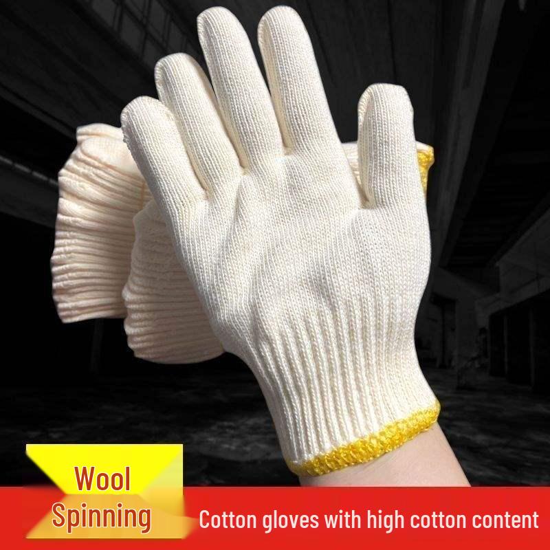 

Golden Cotton Yellow Wool Work Gloves, Thick, Durable, Anti-Slip for Auto Repair, Maintenance, and Construction.