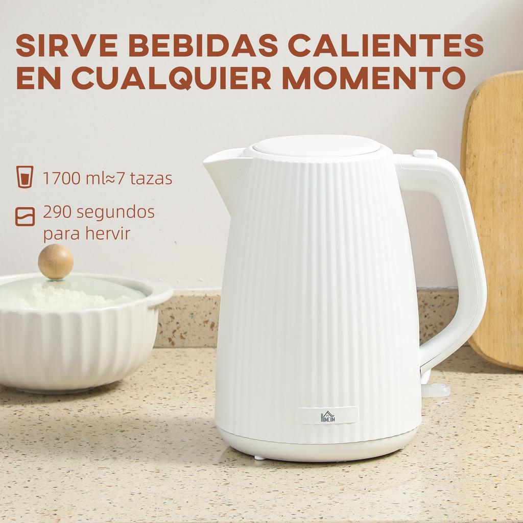 Electric Kettle 1.7L 2200W with Removable Anti-Scale Filter Automatic Shut-off 360 degrees Swivel Base Cream