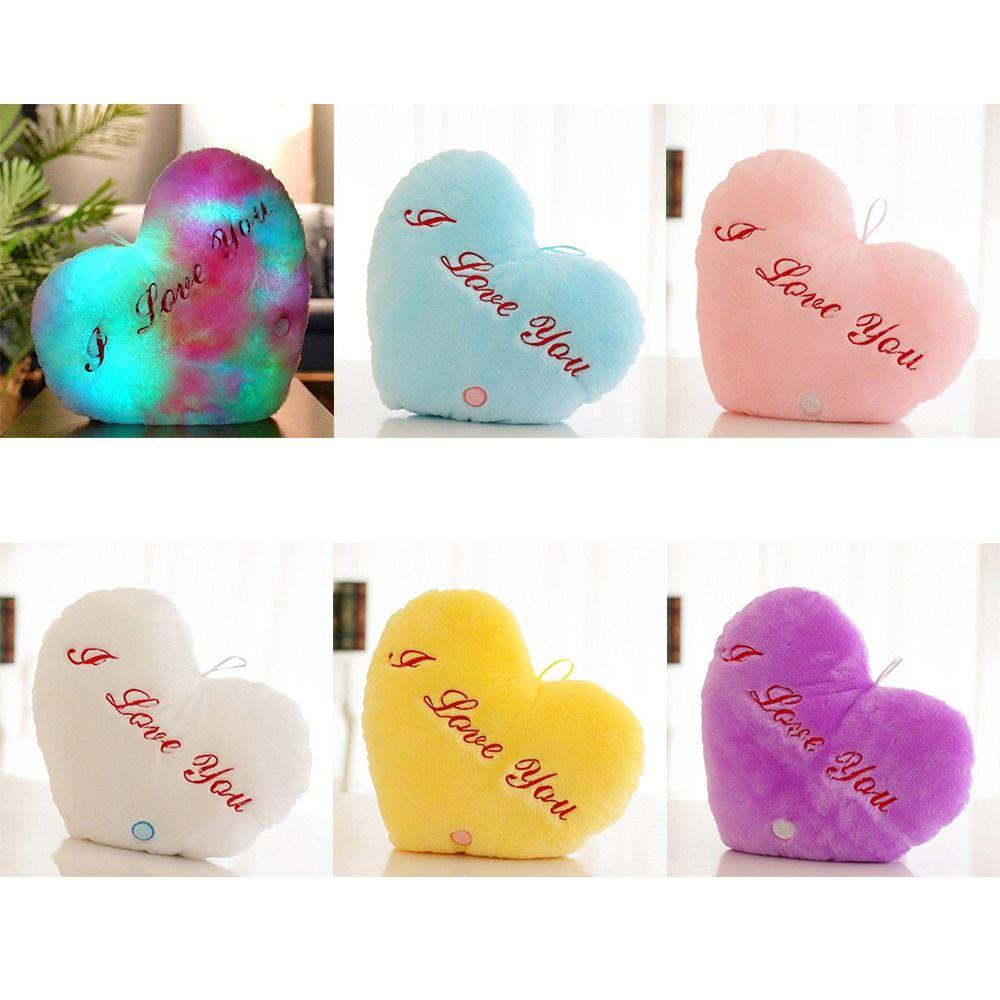 I LOVE U Heart Plush Pillow PP Cotton Stuffed Back Cushion Led Light Heart Pillow  Home Decorative