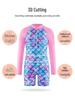 Long Sleeve Mermaid One-Piece Girls' Swimsuit with Sun Protection