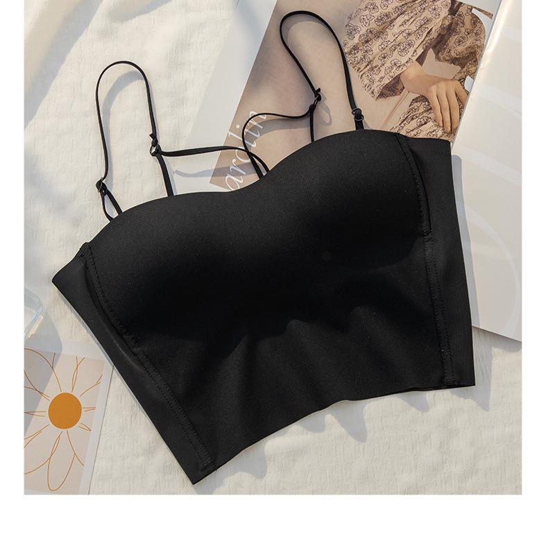 Женский майка-бандо на бретельках с U-образным вырезом и вставными чашечками - Интегрированный длинный бюстгальтер-бандо M (70-95 jin)