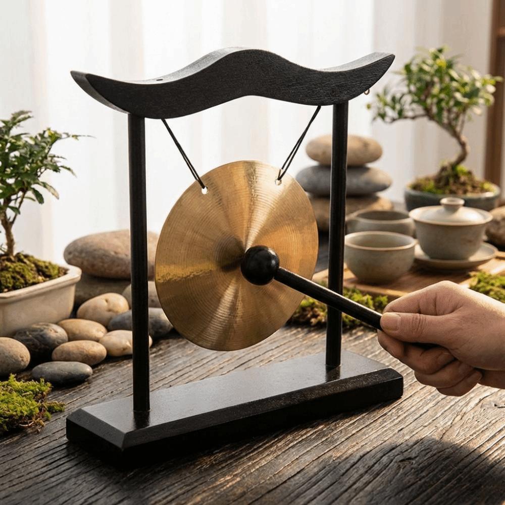 Relaxation Desktop Gong Creative Feng Shui Metal Cymbals Retro Copper Bell  Tai Chi